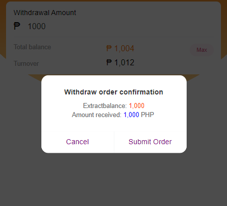 withdraw order confirmation