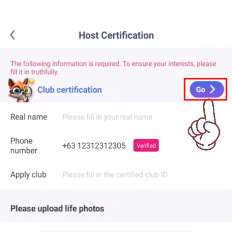 Host Certification click Go