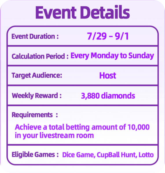 Host Diamond Bonanza Event