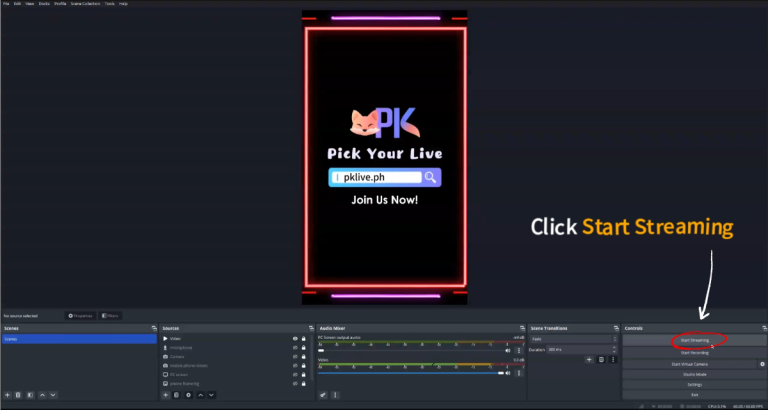 click start streaming